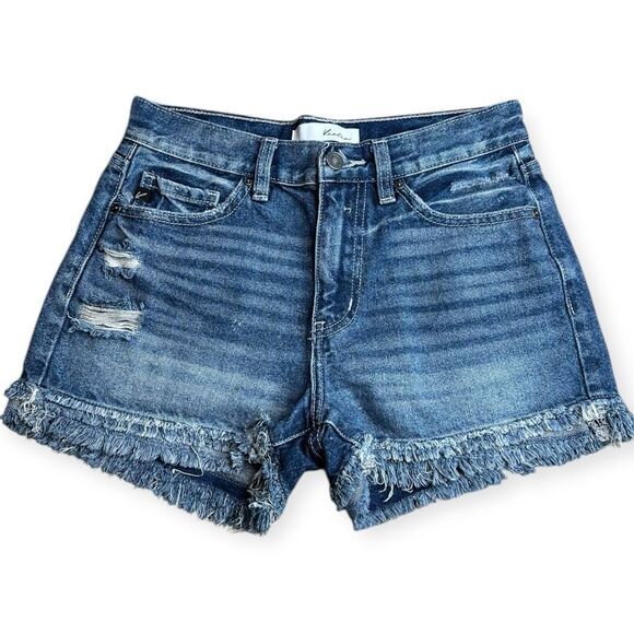 KANCAN Women’s Medium Wash High Rise Desert Rose Fray Hem Denim Shorts Size 3/25 - Picture 6 of 11